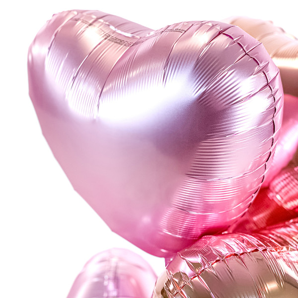 5 Heliumballons in der Box mixed Rosa Herzen