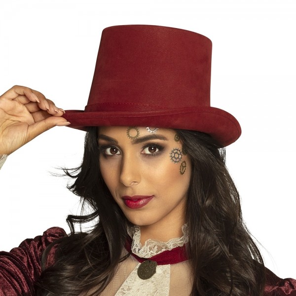 Wine red high society top hat