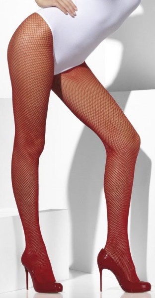 Fine red fishnet tights