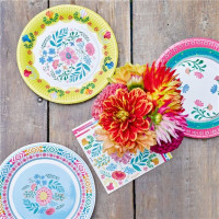 Preview: 12 Mexican Fiesta paper plates 23cm