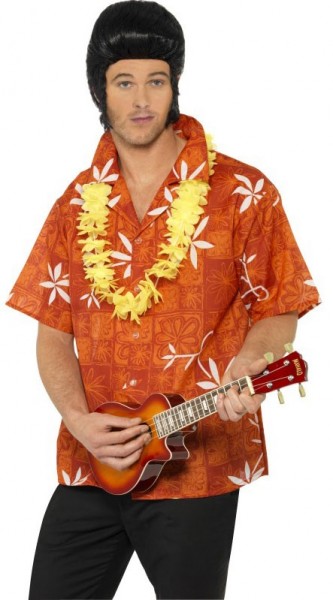 Chemise Hawaï orange pour homme