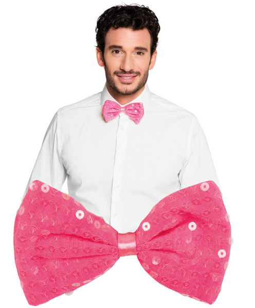 Pink sequined bow tie
