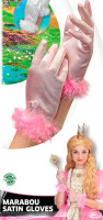 Gloves with feathers for girls pink
