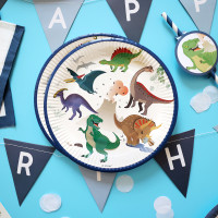 Preview: 8 plates Happy Dinosaur 18cm