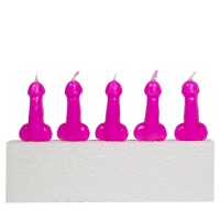 5 penis cake candles pink