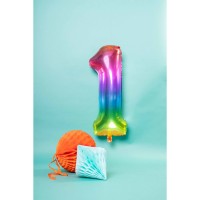 Number 1 Super Rainbow Foil Balloon 86cm