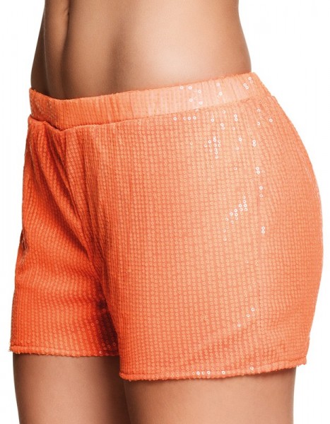Neon orange paljett Hot Pants
