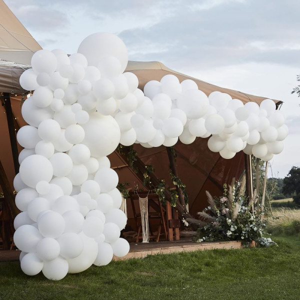 Øko ballonguirlande Hvidt bryllup