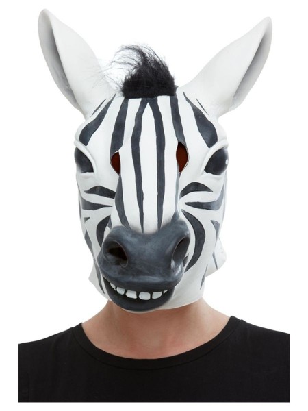 Zebra full head latex mask