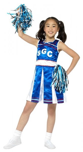 Blauw cheerleader meisje kinderkostuum 3