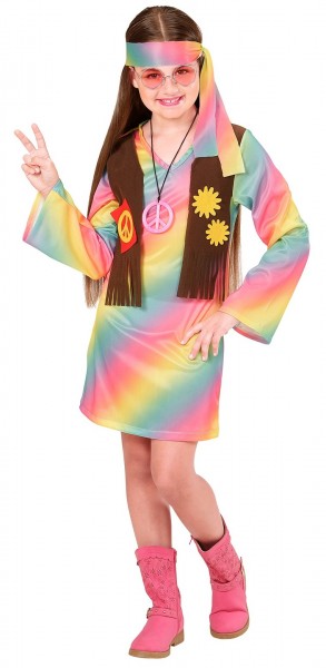 Regenboog hippie meisje kostuum 2