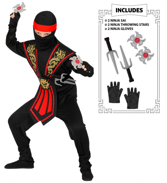Röd ninjadräkt Hachiko för barn