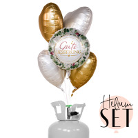 Vorschau: Gute Besserung Greenery Ballonbouquet-Set mit Heliumbehälter
