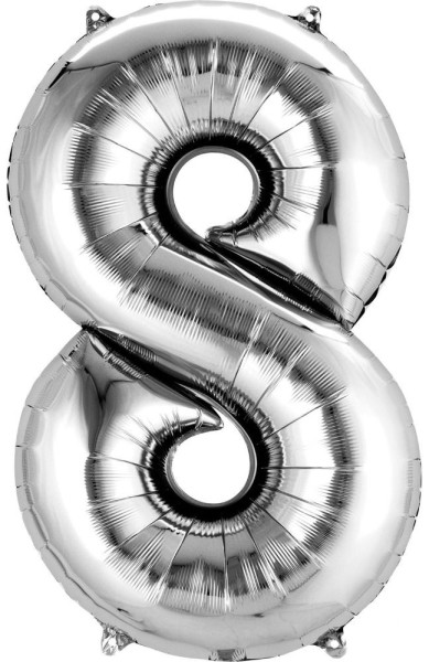 Number balloon 8 silver 83cm