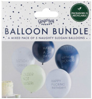 Oversigt: 5 blå anti fødselsdagsballoner 30cm