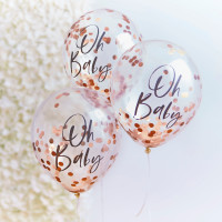 Aperçu: 5 ballons confettis Newborn Star Oh Baby 30cm