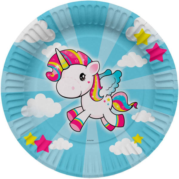 8 unicorn poppy paper plates 23cm