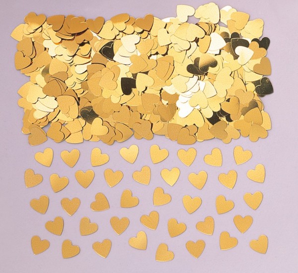 Confeti de decoración corazones dorados 14g