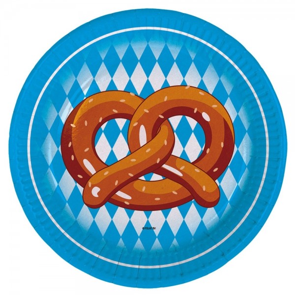 8 platos de papel pretzel Oktoberfest 18cm