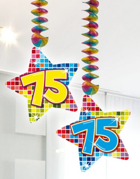 Groovy 75th Birthday spiral hanger 75cm