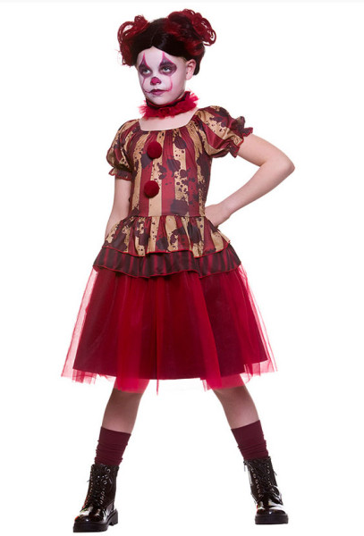 Rød horror klovn pige kostume 2