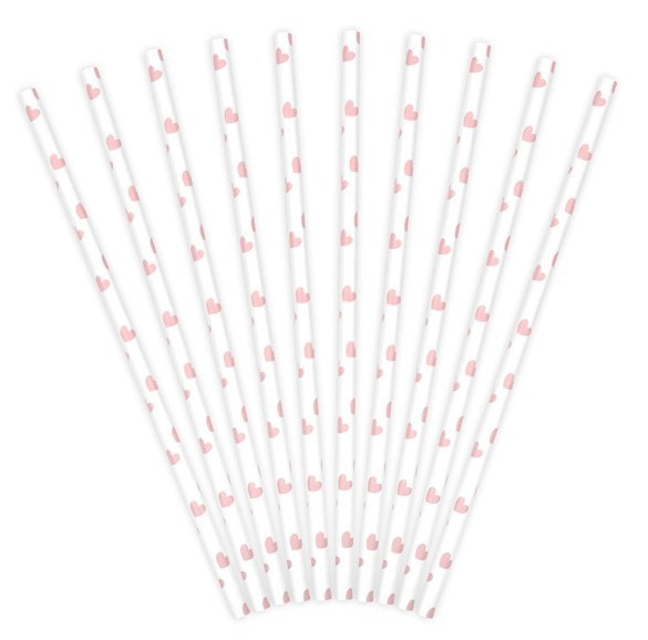 10 Rosy Love paper straws 19.5cm