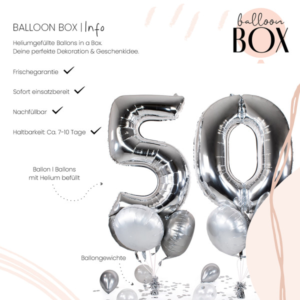 10 Heliumballons in der Box Silber 50 3