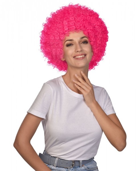 Perruque afro carnaval rose