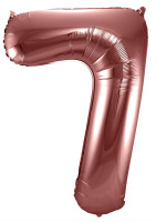 Roségoldene metallic Zahl 7 Ballon 86cm