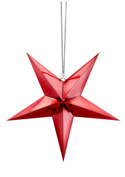 Estrella de Navidad roja 3D 30cm