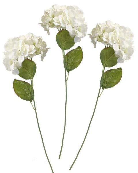 3 fiori artificiali di ortensia bianca
