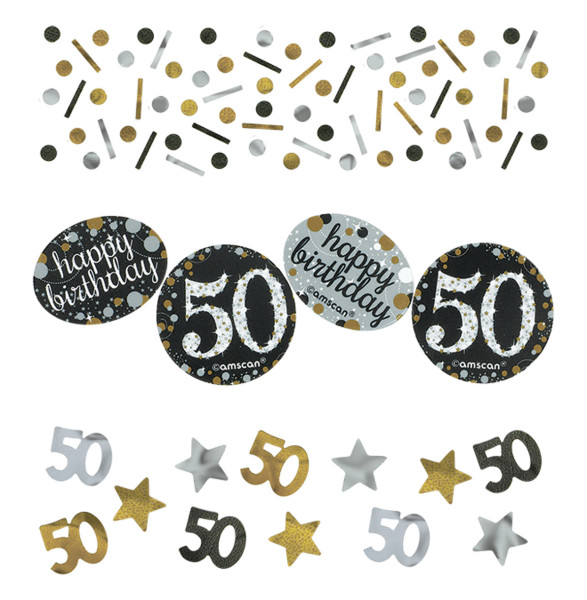 Gylden 50-års fødselsdagsdekoration 34g
