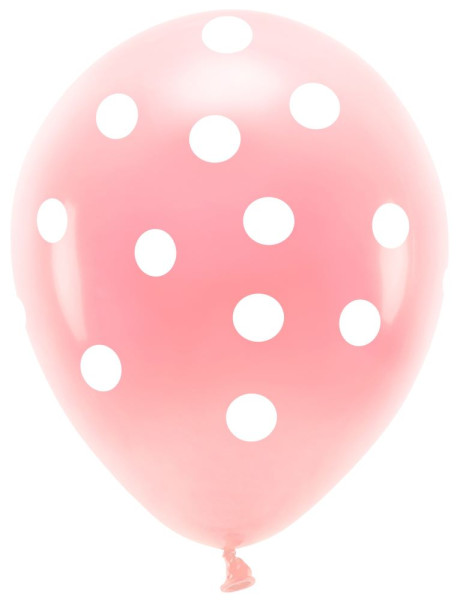 6 balonów ekologicznych w kolorze różowym w kropki 30cm