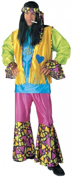 Neon hippie men’s costume colorful