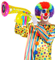 Kleurrijke opblaasbare clown trompet 63cm