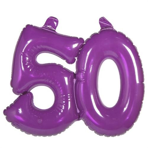 Ballon aluminium 50e anniversaire en violet 38cm
