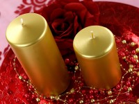 Preview: 6 pillar candles Rio gold metallic 10cm