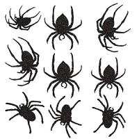 9 Halloween Glitzer-Spinnen