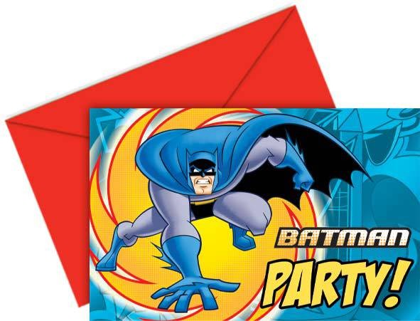 6 Batman invitation cards 14 x 9cm