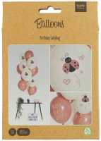 Oversigt: 12 mariehøne fødselsdagsballoner 33cm