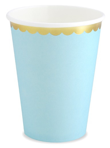 6 Candy Party paper cups pastel blue 220ml