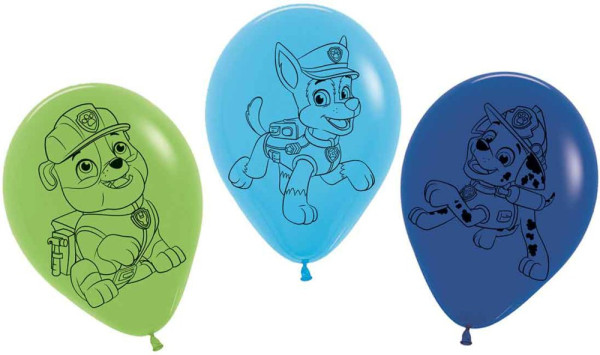5 ballons colorés La Pat' Patrouille 30 cm
