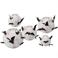 Widok: 5 papierowych lampionów nietoperzy