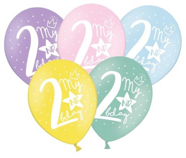 6 My 2nd Birthday Luftballons 30cm