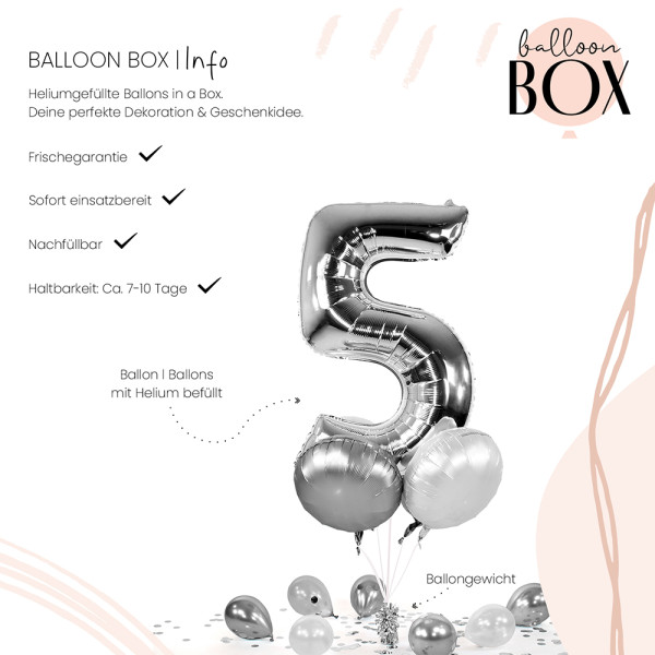 Ballongruß in der Box Silver 5 5er Set 3