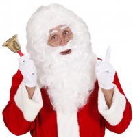 Oversigt: Hvid Santa Claus paryk med skæg