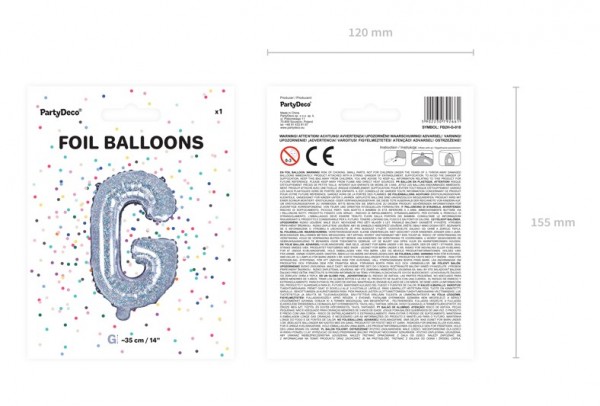 Holographic G foil balloon 35cm 2