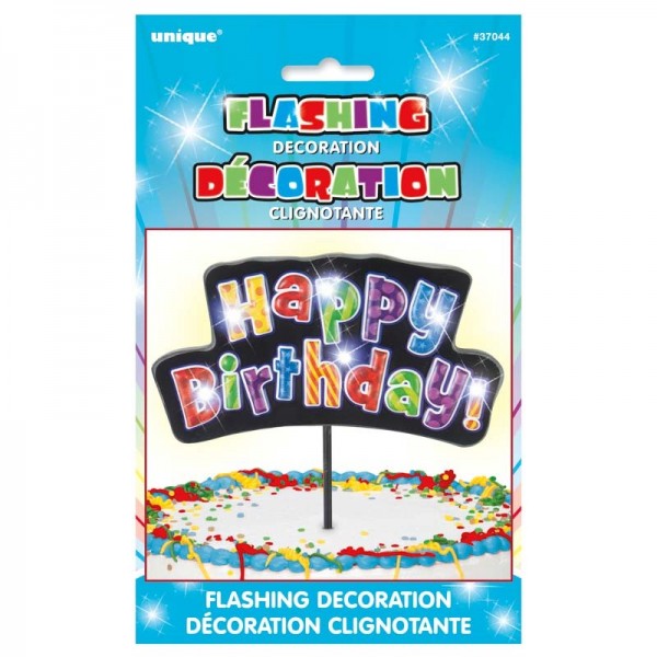 Blinkande Grattis på födelsedagen LED tårtdekoration Fiesta 2
