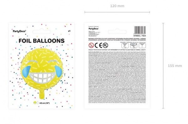 Ballon aluminium Emoji qui rit aux éclats 45cm