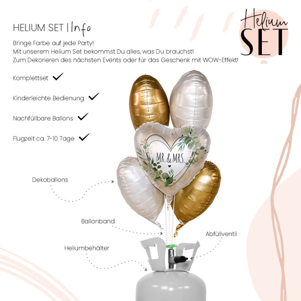 Mr. & Mrs. Natural Ballonbouquet-Set mit Heliumbehälter 3